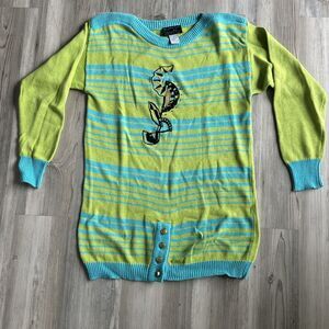 Vintage Suzelle Ramie Cotton Novelty Designer Embellished Sweater Size Small